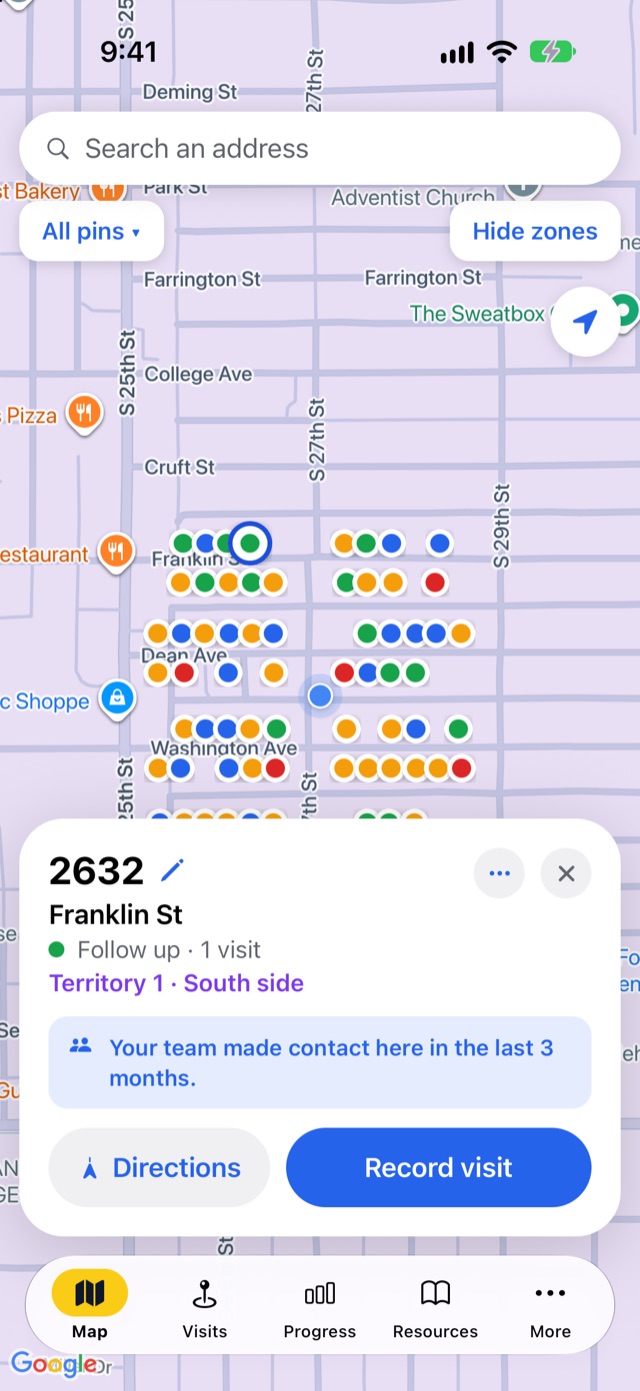 The fundraiser's map with every door visited